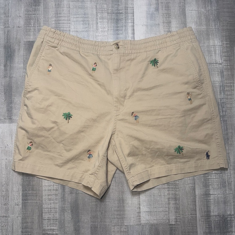 Polo Ralph Lauren Shorts Embroidered Hula Girls Hawaii Aloha Men XL Resortwear